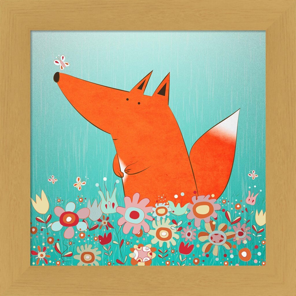 Fox In Flowers by Carla Martell 13&#x22; x 13&#x22; Framed Wall Art