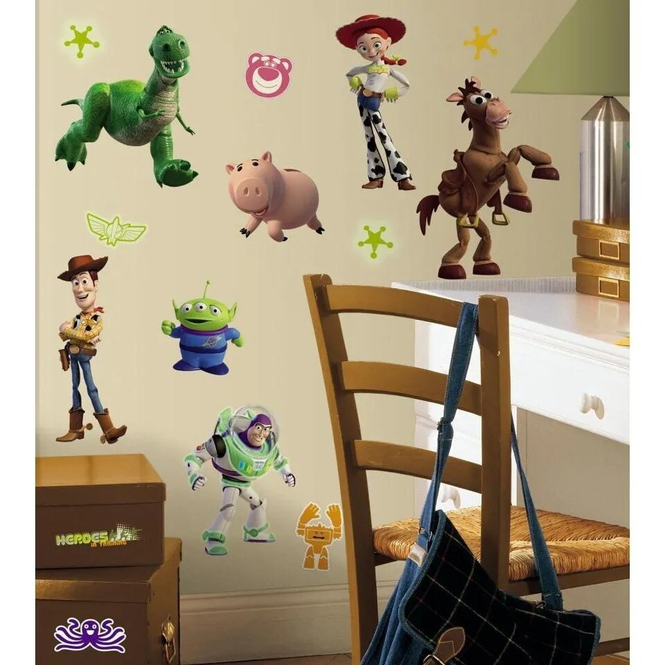 Disney 34 BiG TOY STORY 3 Wall Decal Stickers Room Decor BUZZ WOODY Glow in Dark