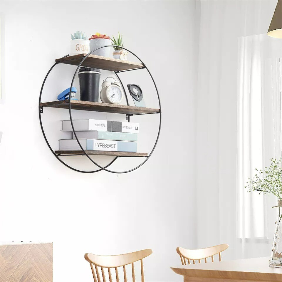 3 Tiers Round Wall Mounted Floating Shelf for Bathroom Bedroom Living Room Decor
