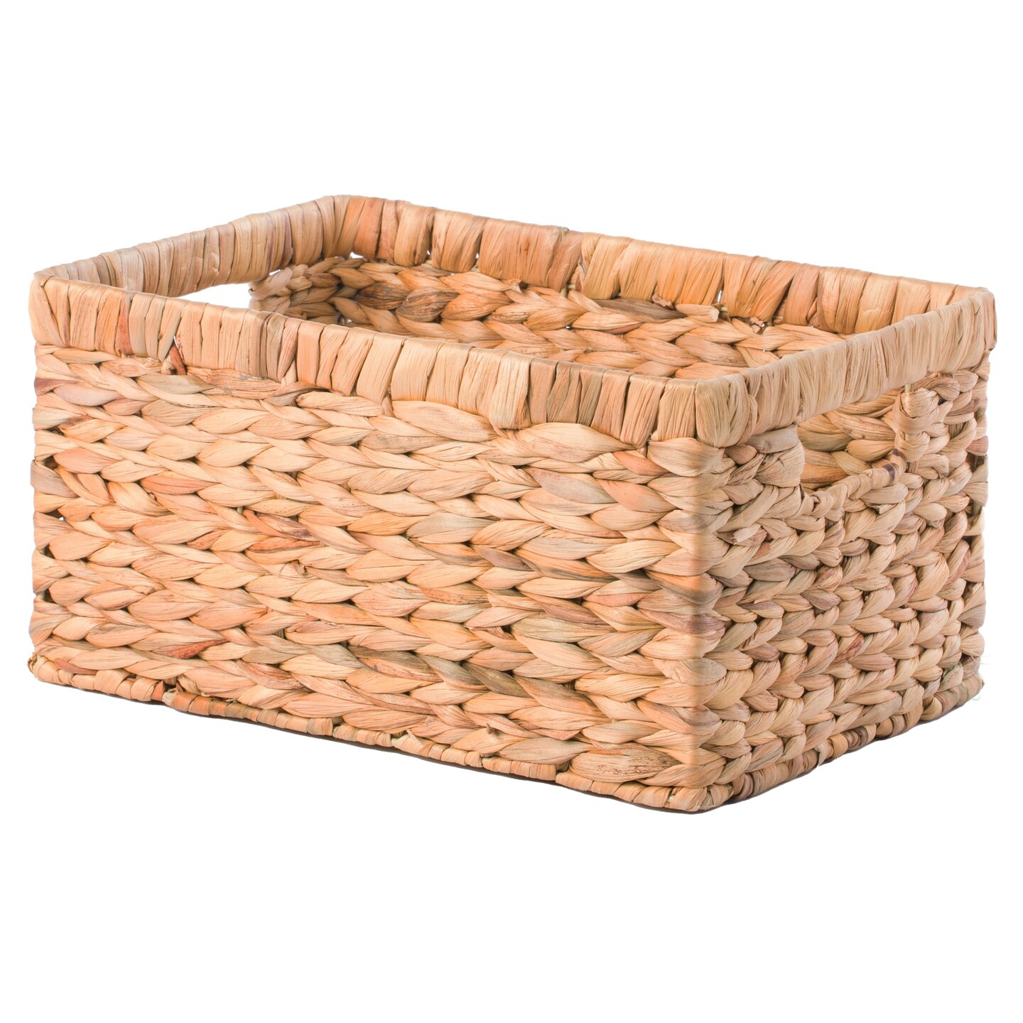 Natural Woven Water Hyacinth Wicker Storage Bin Basket With Handles Rustic Decor