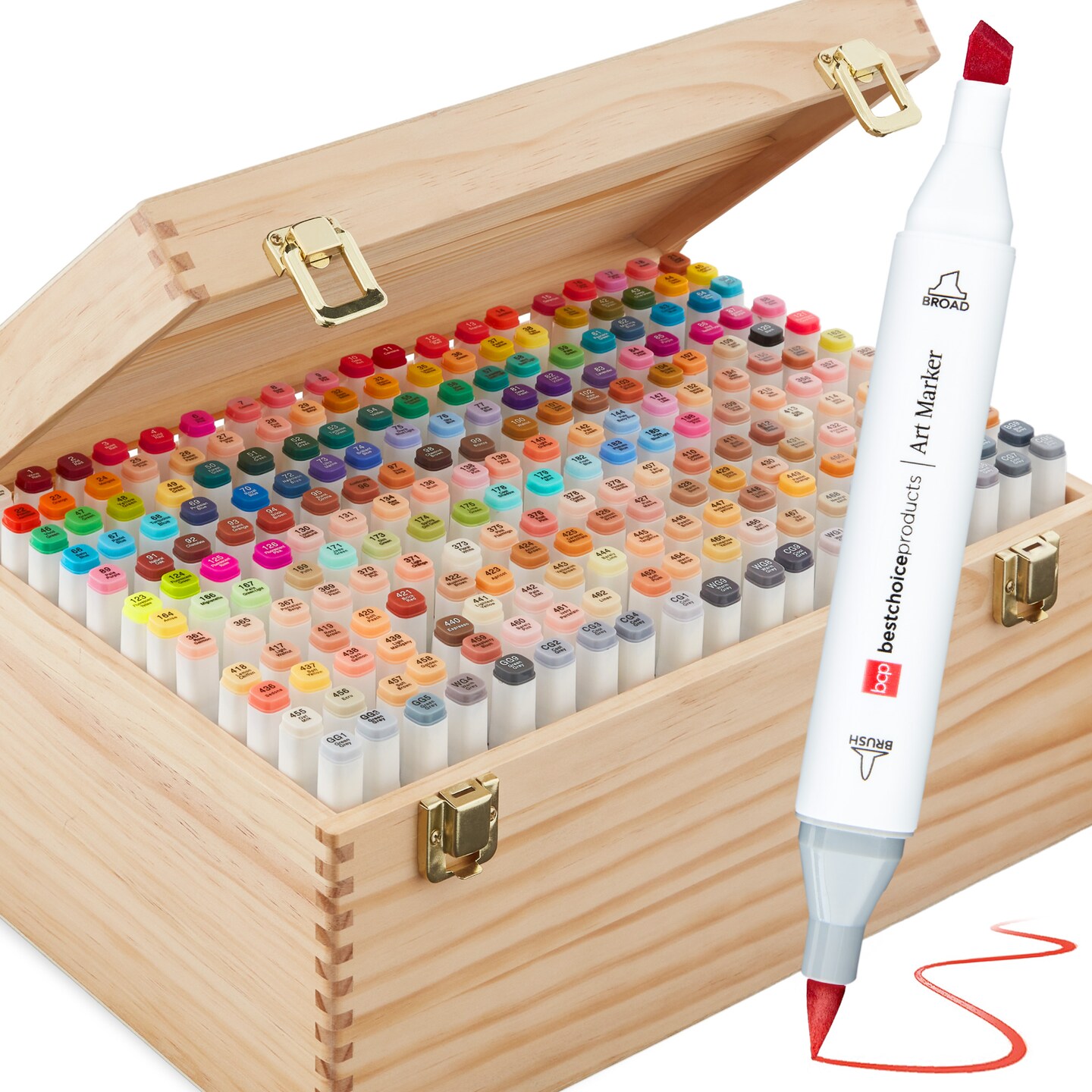 Best Choice Products Set of 228 Alcohol-Based Markers, Dual-Tipped Pens w/ Brush & Chisel Tip, Carrying Case