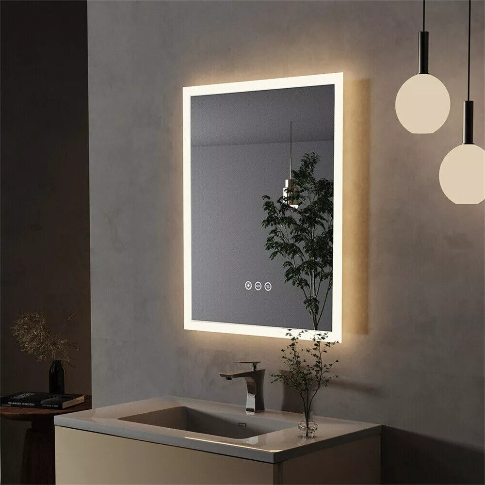 LED Illuminated Bathroom Mirror Wall Mounted Vanity Mirror Explosion-proof Smart