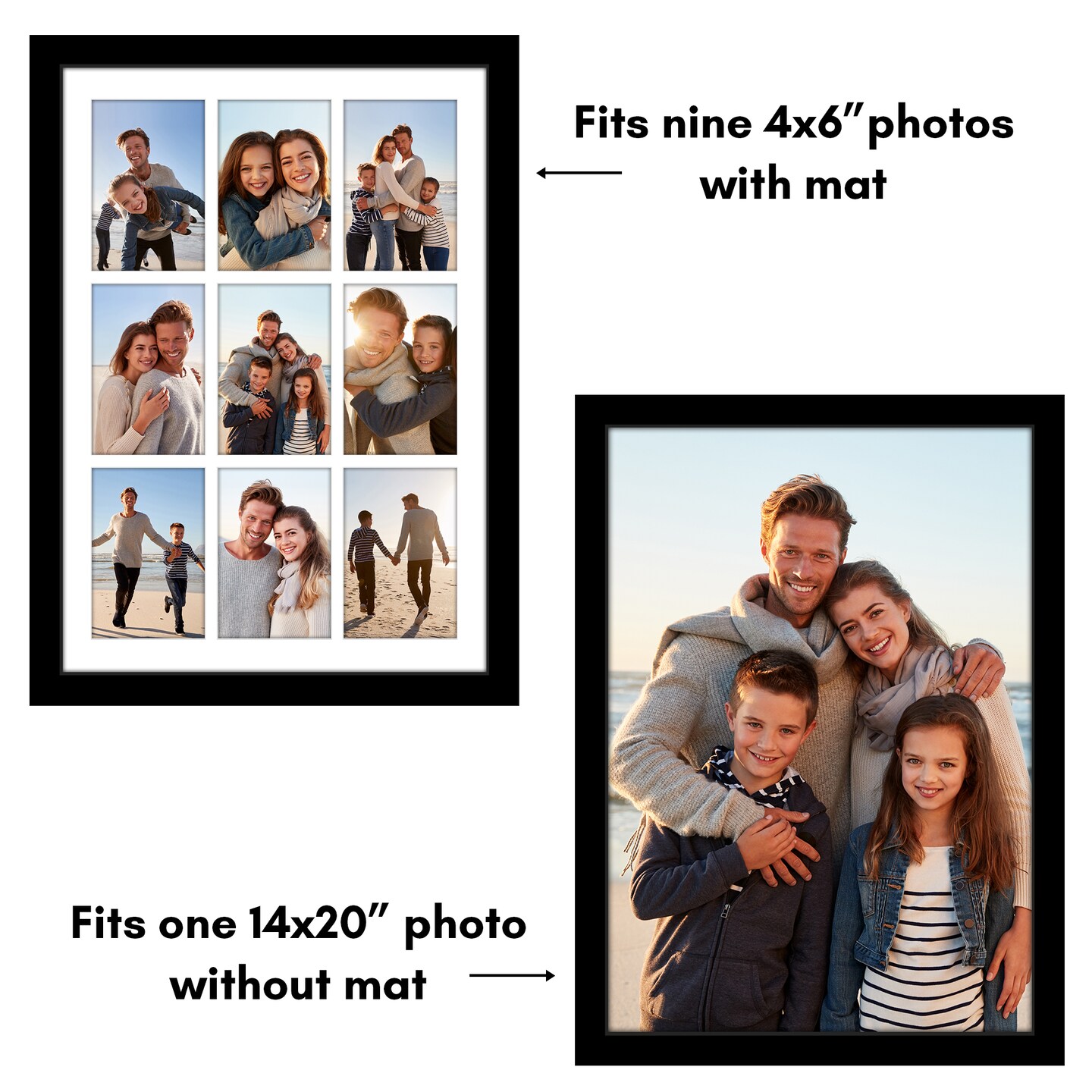 Americanflat 14x20 Collage Picture Frame - Fits Nine 4x6 Photos or One 14x20 Photo
