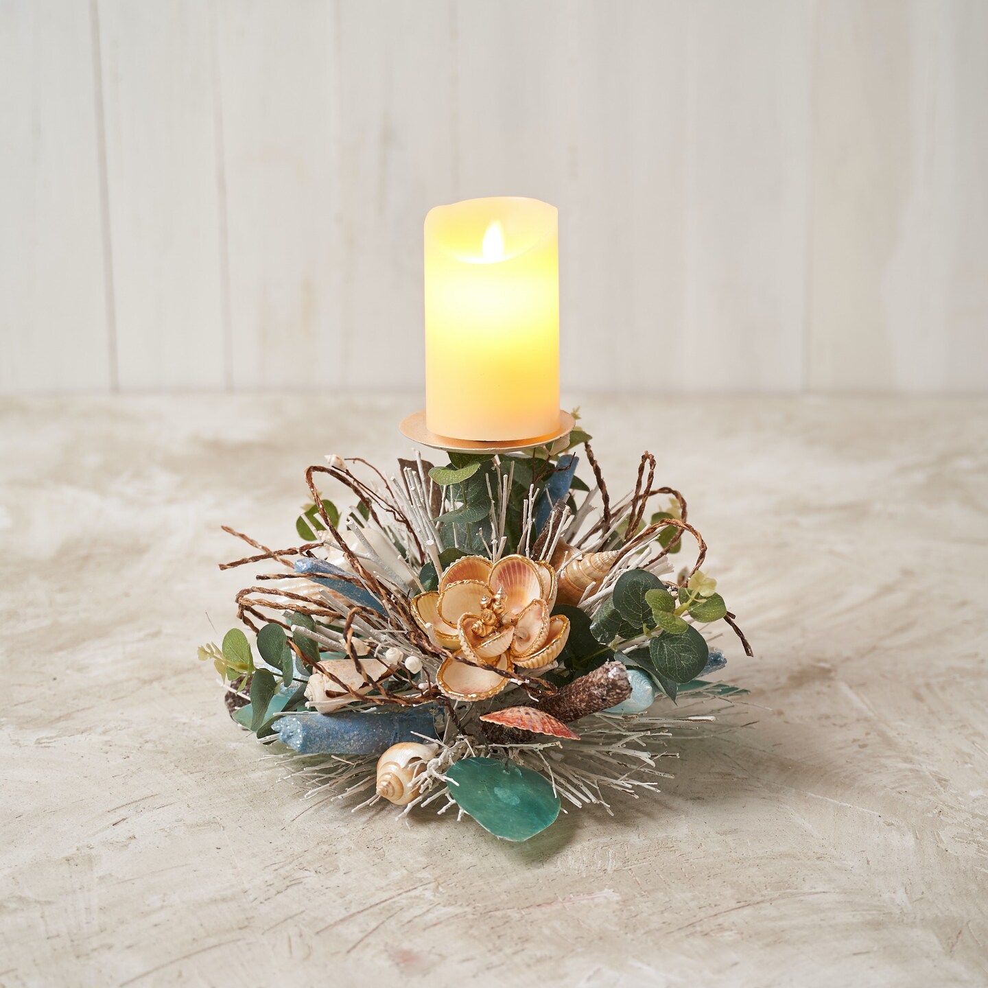 Coastal Shell Single Spike Candle Holder