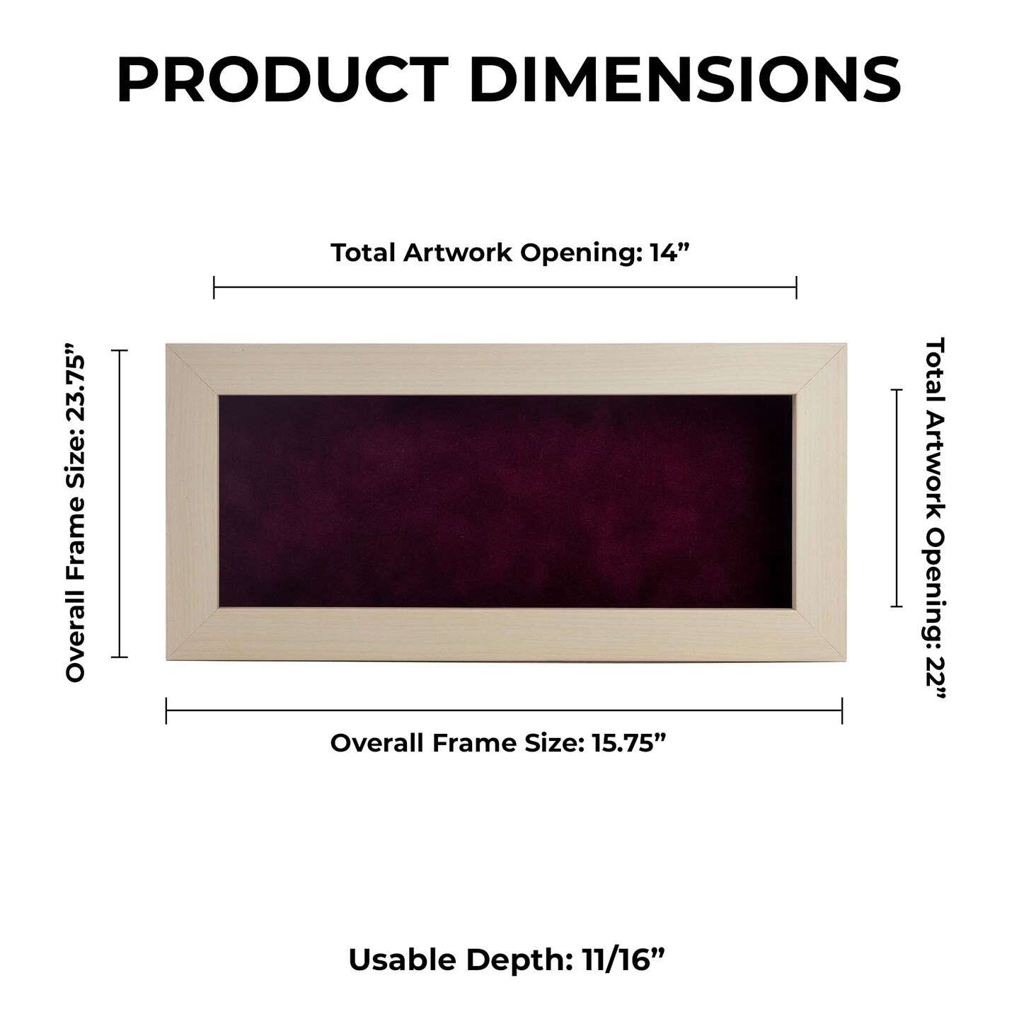 Natural Whitewash Wood Shadow Box Frame with Acrylic Front - Brown Suede Backing, 30 Sizes