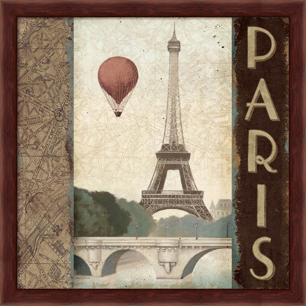 City Skyline Paris Vintage Square by Marco Fabiano 13&#x22; x 13&#x22; Framed Wall Art
