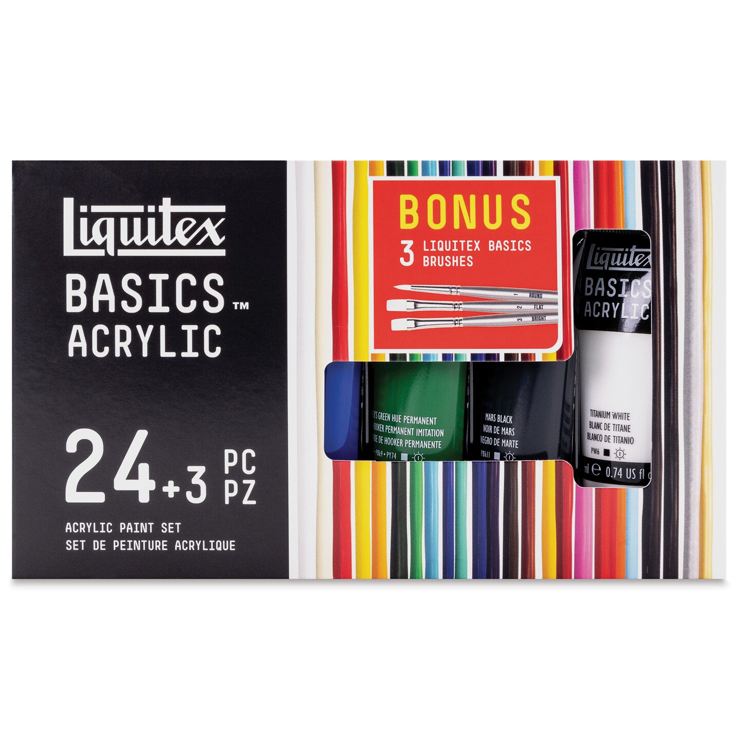 Liquitex Basics Acrylic Paints - Set of 27, Assorted with Short Handle Brushes, 22 ml