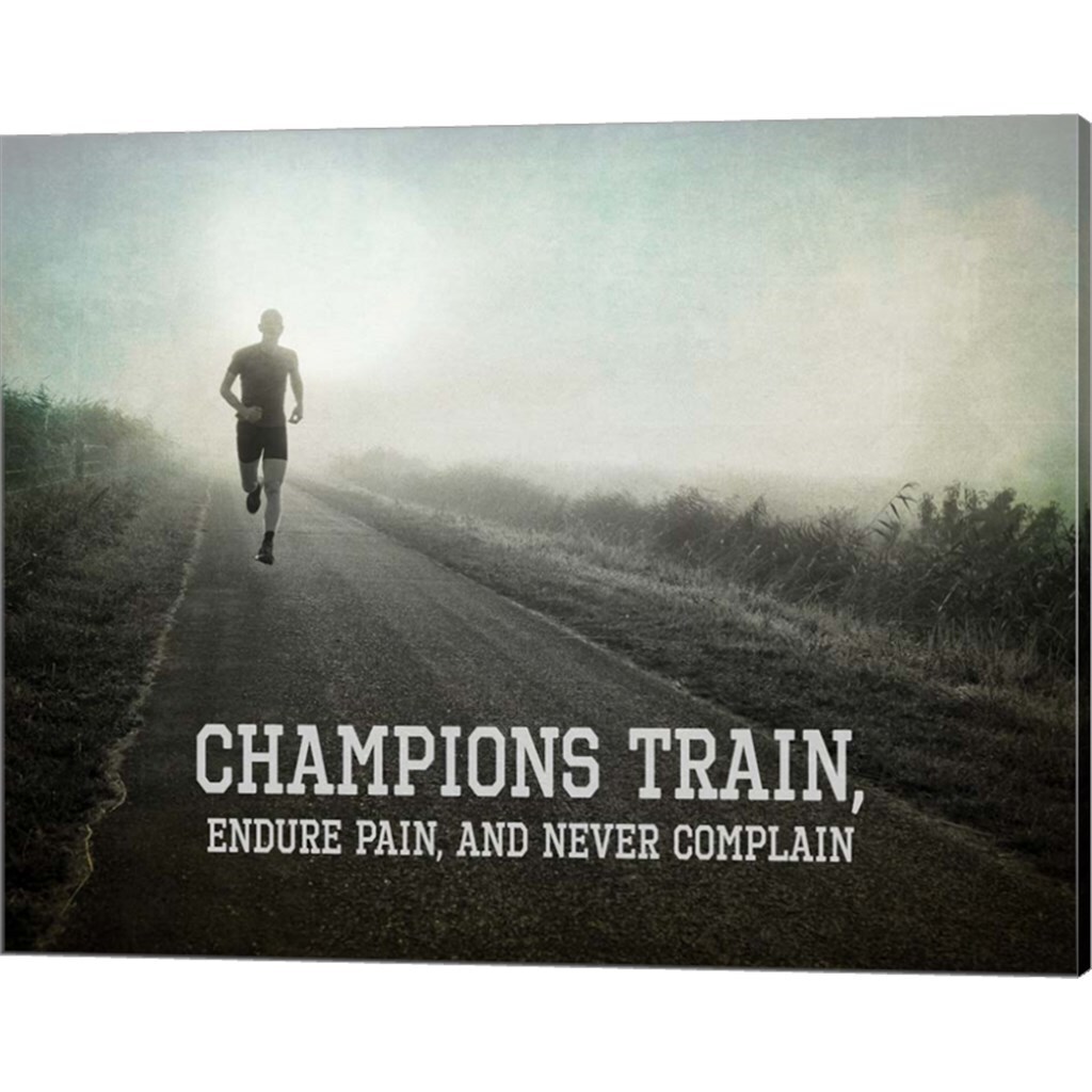 Champions Train Man Black and White by Sports Mania 20&#x22; x 16&#x22; Canvas Wall Art