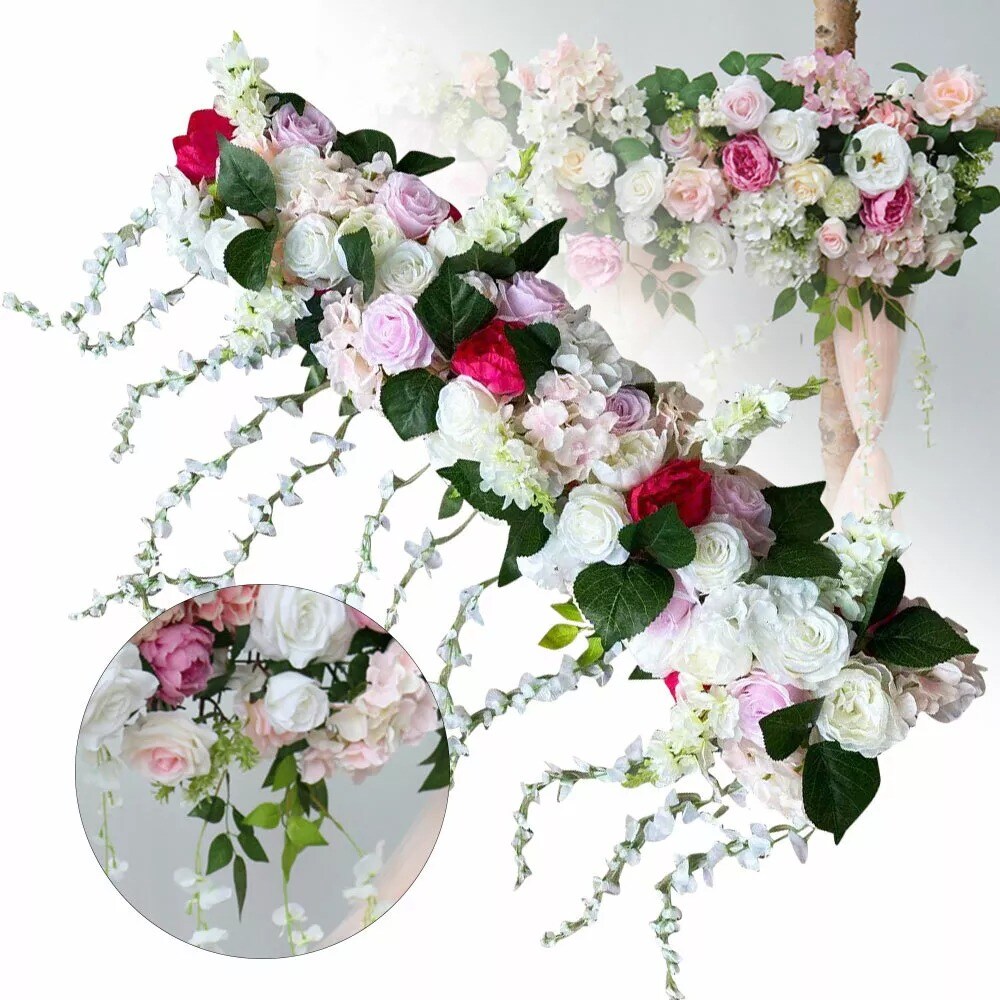 Artificial Silk Rose Flower Backdrop Wedding Row Decor Floral Wall Arrangements