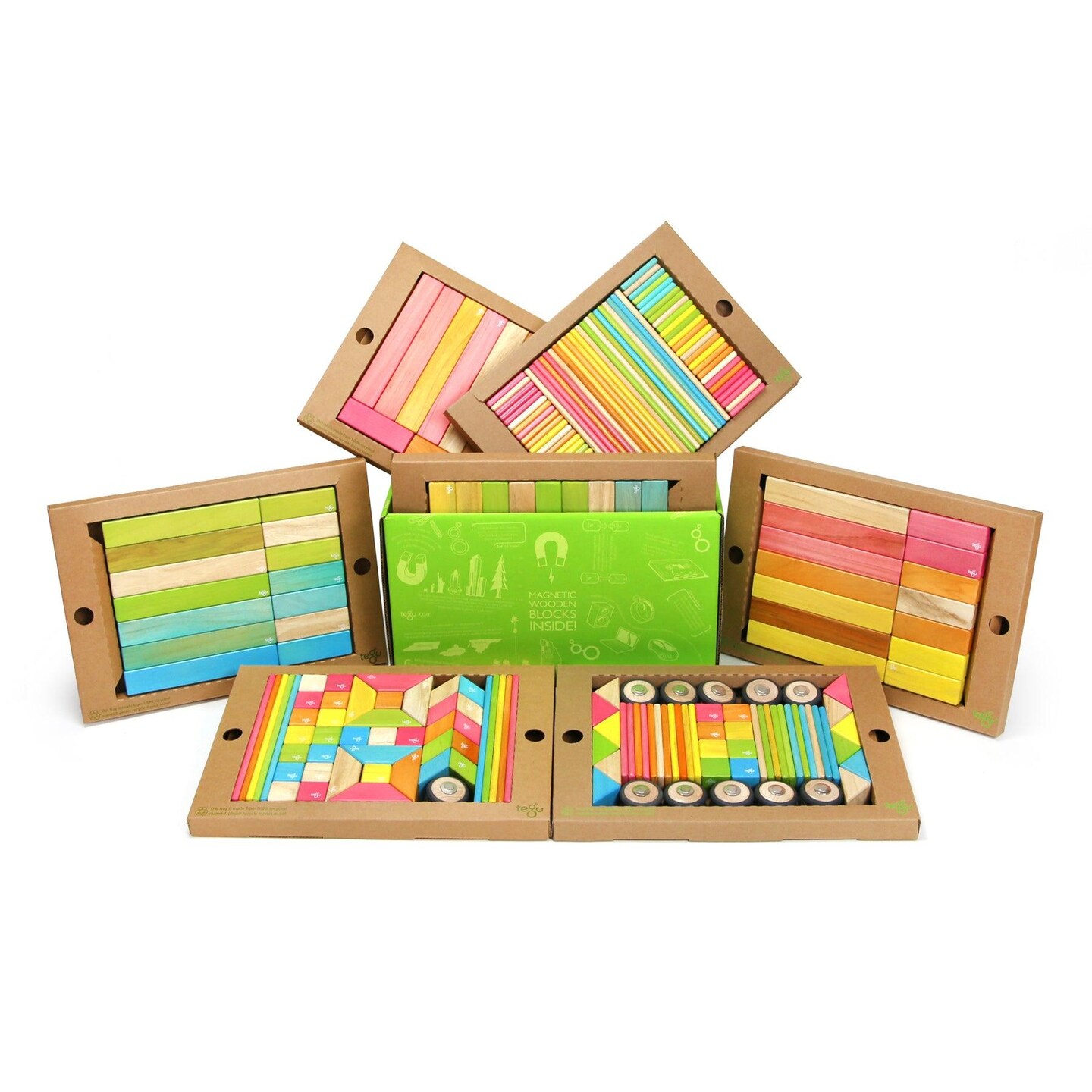 Magnetic Wooden Blocks, 240-Piece Classroom Kit, Tints