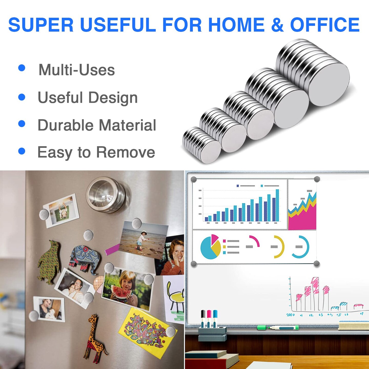40 Pieces Small Magnets,  Tiny Rare Earth Magnets, 5 Different Size Neodymium Magnets for Refrigerator, DIY, Building, Crafts and Kitchen Cabinet, Office Magnets