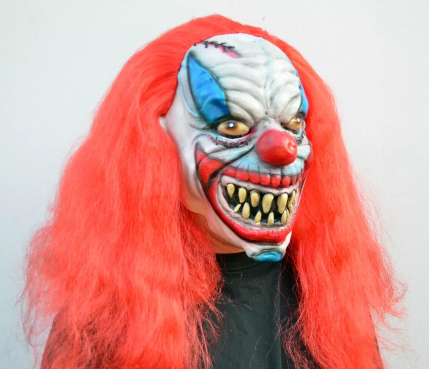 Halloween Clown Mask with Hair Costume Mask Scary DEVILISH hot CLOWN