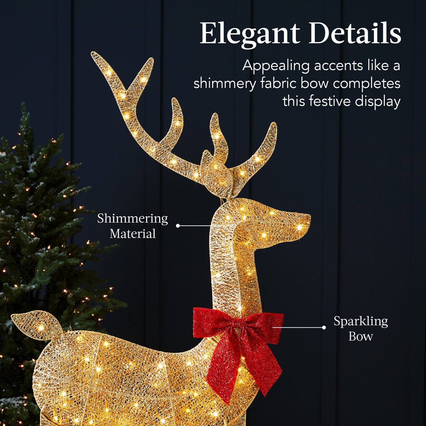 Best Choice Products 5ft Lighted 2D Christmas Buck Outdoor Yard Decoration w/ 105 LED Lights, Stakes