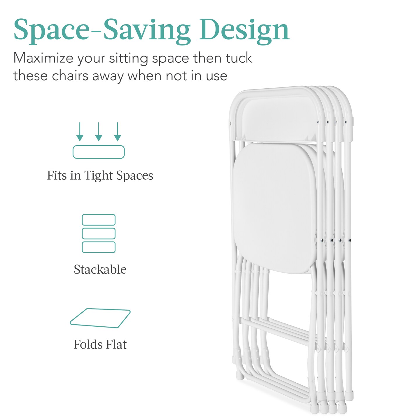 Best Choice Products Set of 4 Folding Stacking Plastic Chairs w/ Non-Slip Feet, 350lb Capacity