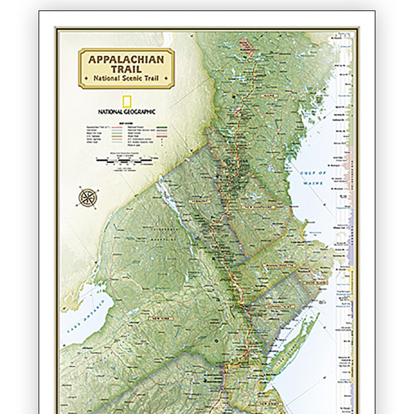 Appalachian Trail Map, In Gift Box, 18&#x22; x 48&#x22;