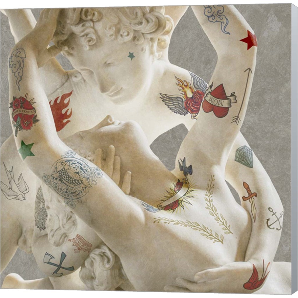 Tattooed Lovers (Cupid & Psyche) by Steven Hill 12" x 12" Canvas Wall Art