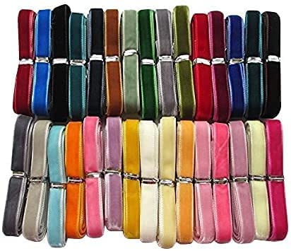 Craft 30 Yards 1/8&#x22; (3mm) Velvet Ribbon Total 30 Colors Assorted Lots Bulk (Multicolored, 1/8&#x22;(3mm))