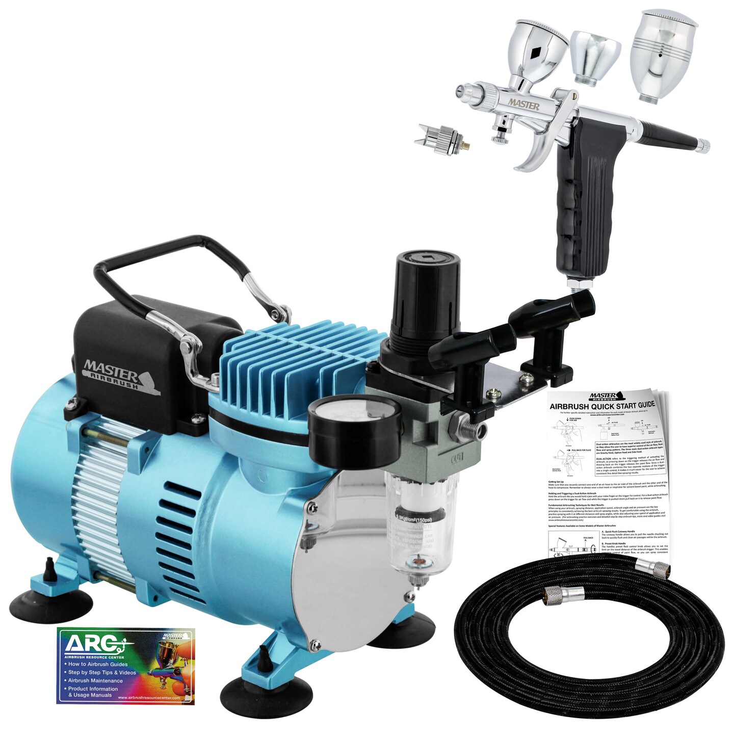 Model G77 Spray Gun Round Pattern Head Pistol Trigger Airbrush Kit with Cool Runner II Dual Fan