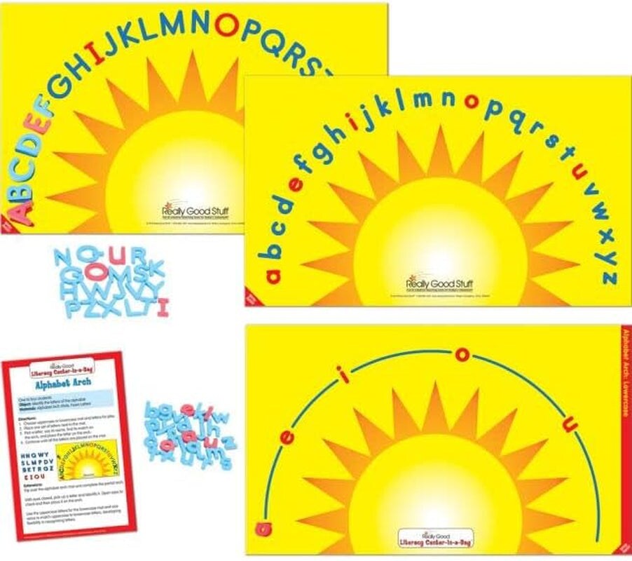 Alphabet Arch Literacy Center - Letter Recognition Activity - Includes 2 Play Mats, Foam Letters, Task Card Size 9&#x22; by 6&#x22;, Instructional Guide, and Storage Bag