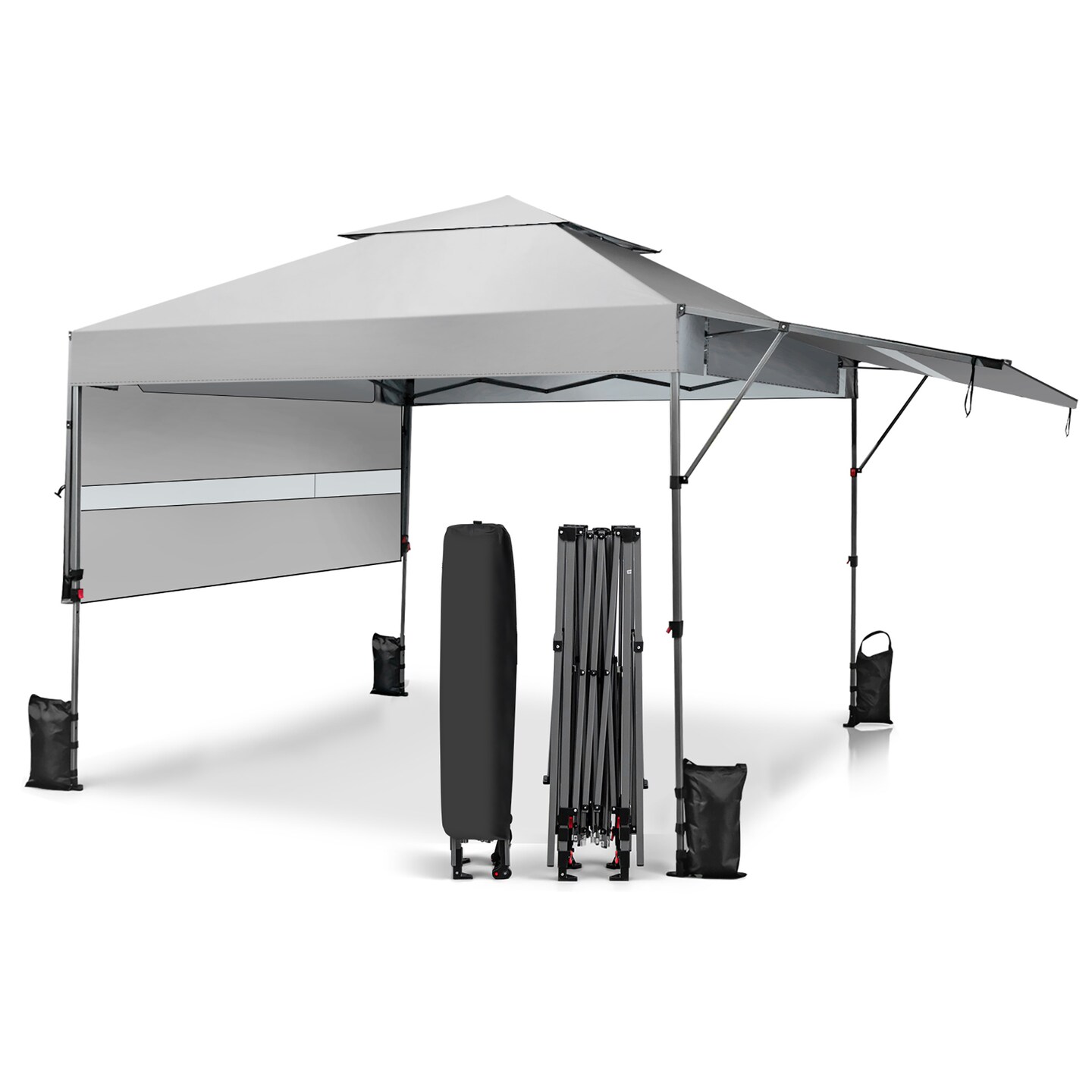 Costway 10&#x27;x17.6&#x27;Outdoor Instant Pop-up Canopy Tent Dual Half Awnings Adjust Patio