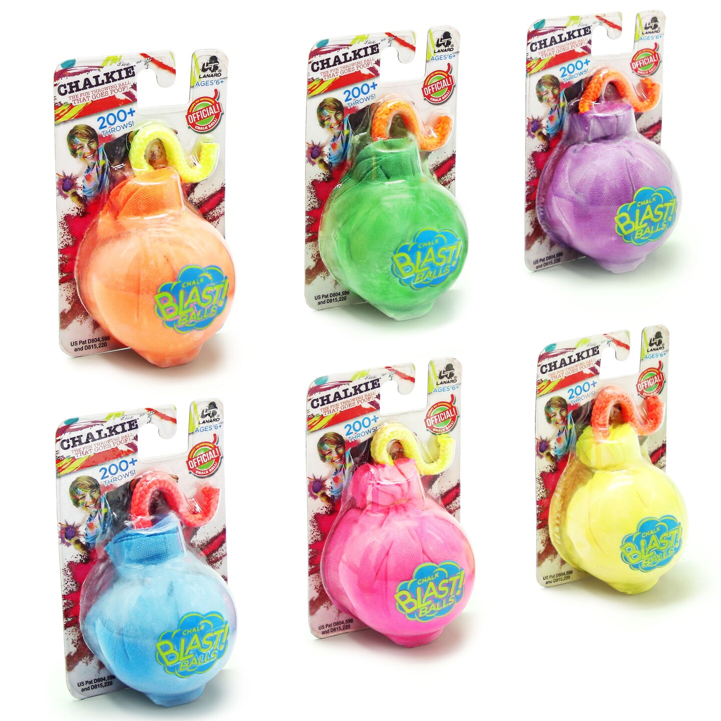 Lanard Chalkie: Chalk Blast Balls - 6 Pack - Colorful Assorted Balls, Explosive Color Fun, 200+ Throws Per Chalk Bomb,  Family Outdoor Activiies, Ages 6+