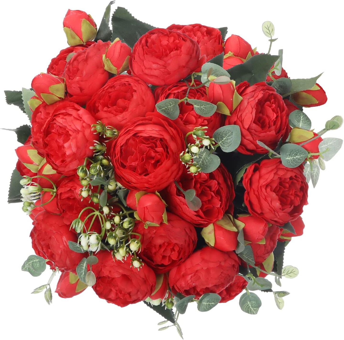 4 Packs of Artificial Peonies - 20 Silk Peony Heads with Stems for Home, Wedding, Mother's Day