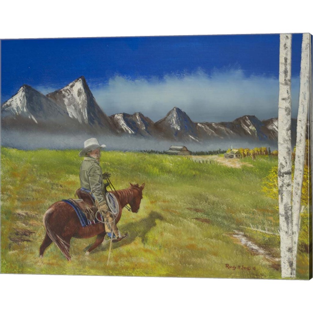Cowboy Heading Home by Randy M Jones 20&#x22; x 16&#x22; Canvas Wall Art
