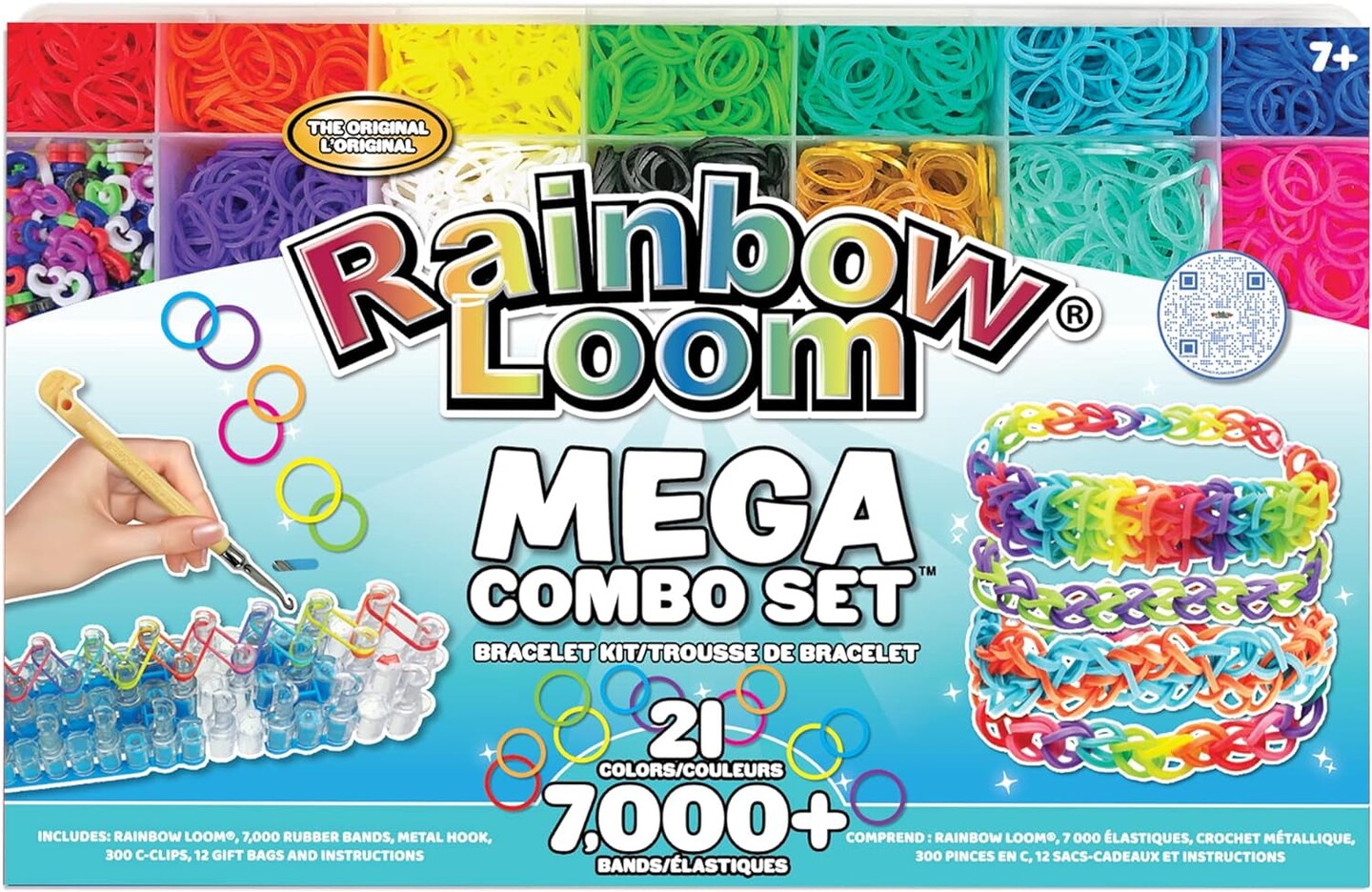 &#xAE; MEGA Combo Set, Features 7000+ Colorful Rubber Bands, 2 Step-By-Step Bracelet Instructions, Organizer Case, Great Gift for Kids 7+ to Promote Fine Motor Skills (Packaging May Vary)