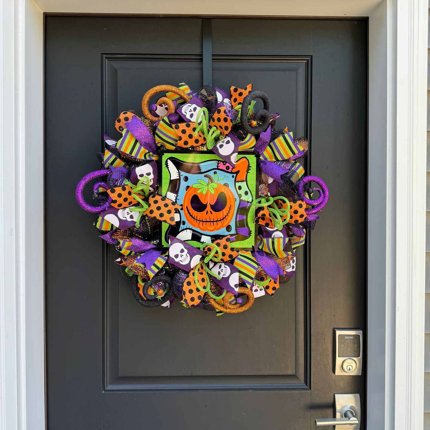 Whimsical Halloween Wreath, Spooky Jack O Lantern Door Whimsical Halloween Wreath, Spooky Jack O Lantern Door