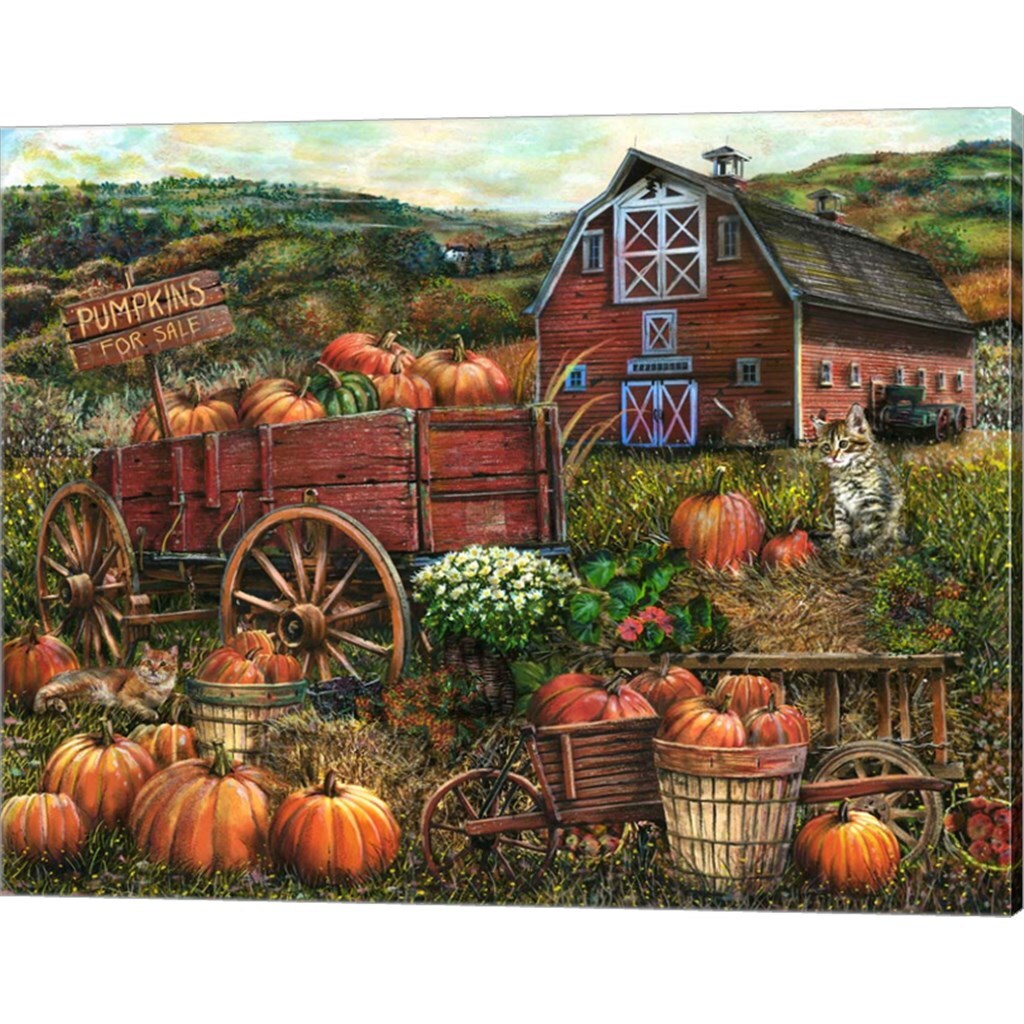 Pumpkin Farm by Tom Wood 20&#x22; x 16&#x22; Canvas Wall Art