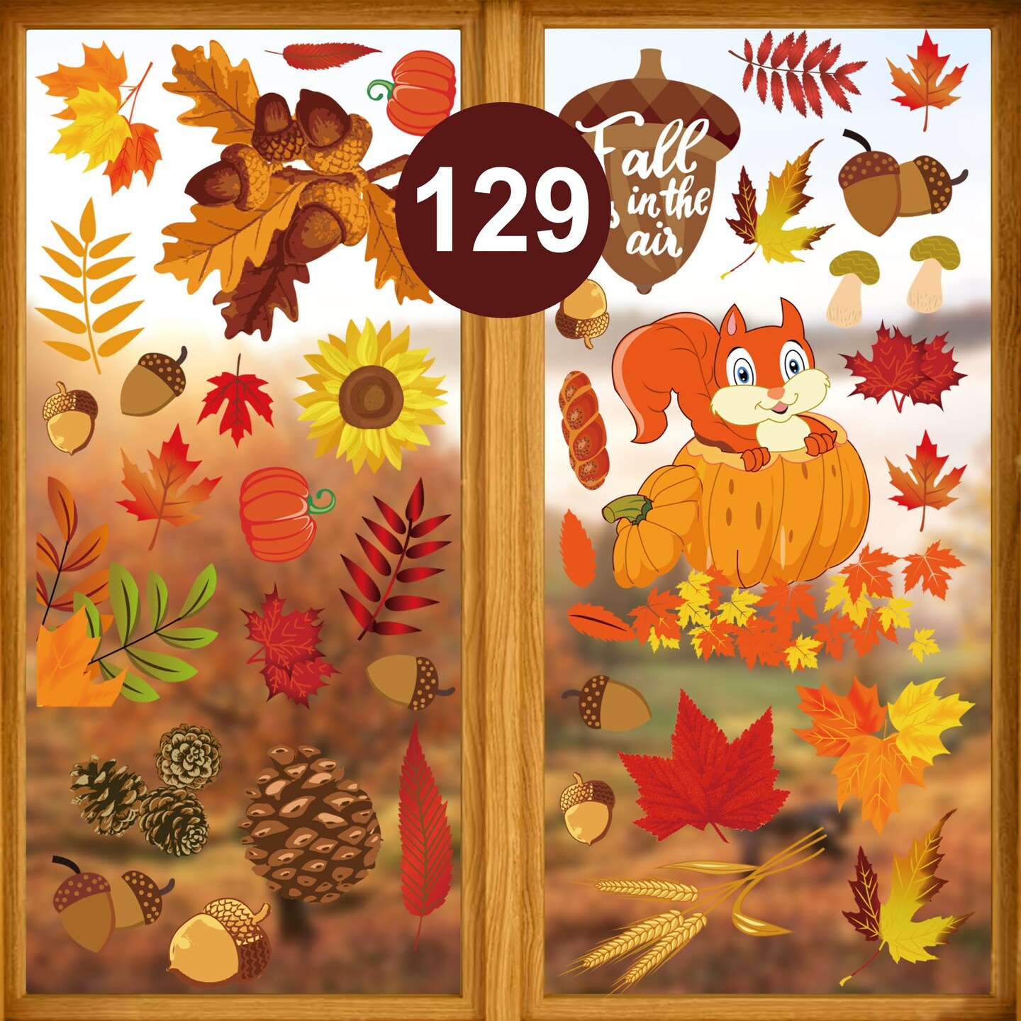 10 Sheets Fall Window Clings for Glass Thanksgiving Clings Decor for Windows Autumn Clings for Windows Fall Window Stickers Thanksgiving Autumn Home Office Decorations for Indoor Outdoor, School Home Supplies