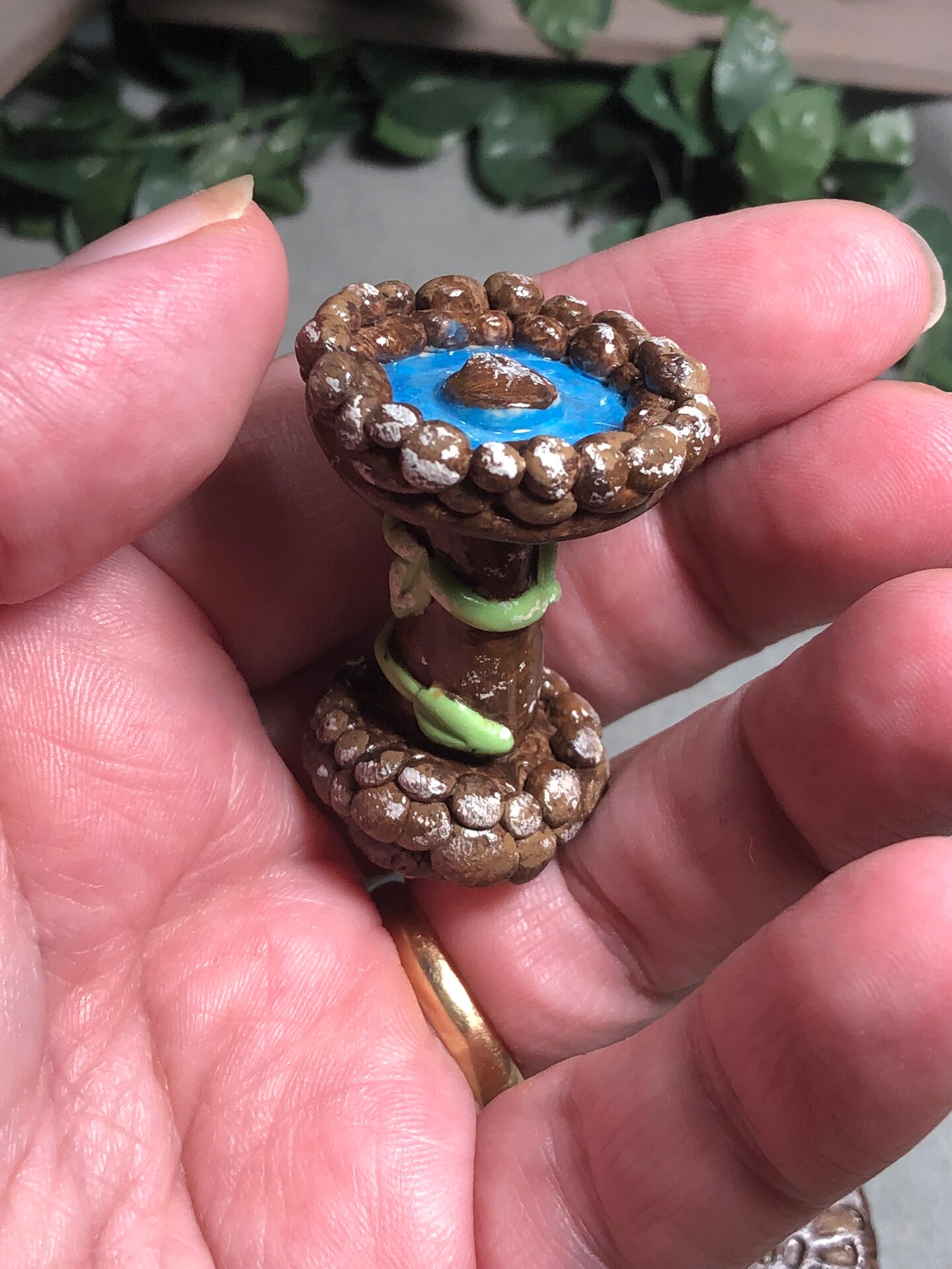 Ancient Graffiti Miniature Fairy Garden Aqua Swing Bench
