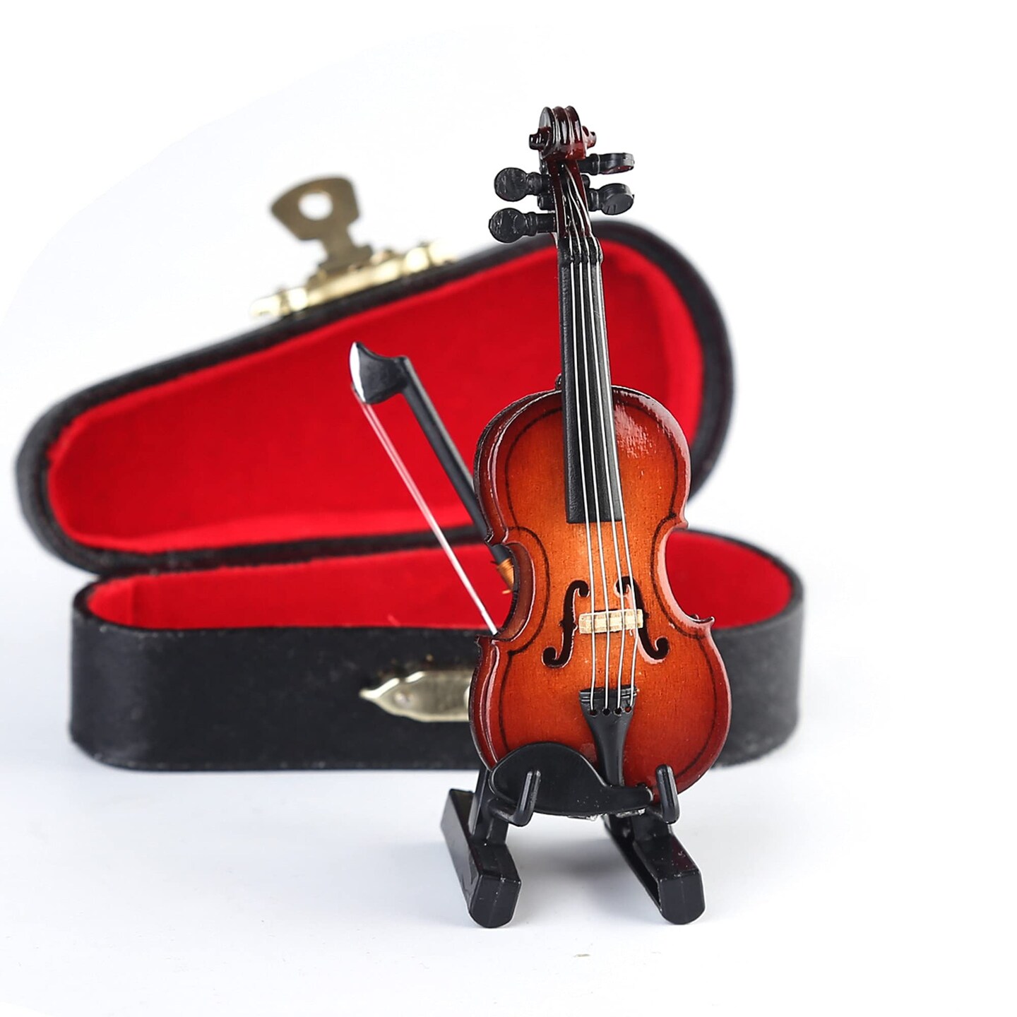 Violino In Miniatura In Legno Con Custodia - Modello Decorativo 8cm - Perfect Per Appassionati Di Musica - Foto 4