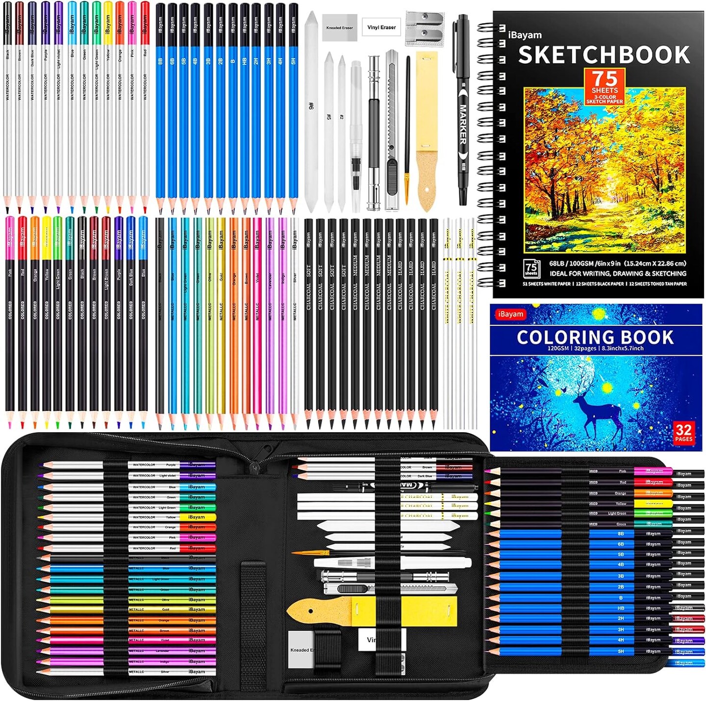 For artists, adults, kids, and beginners, this 78piece drawing set