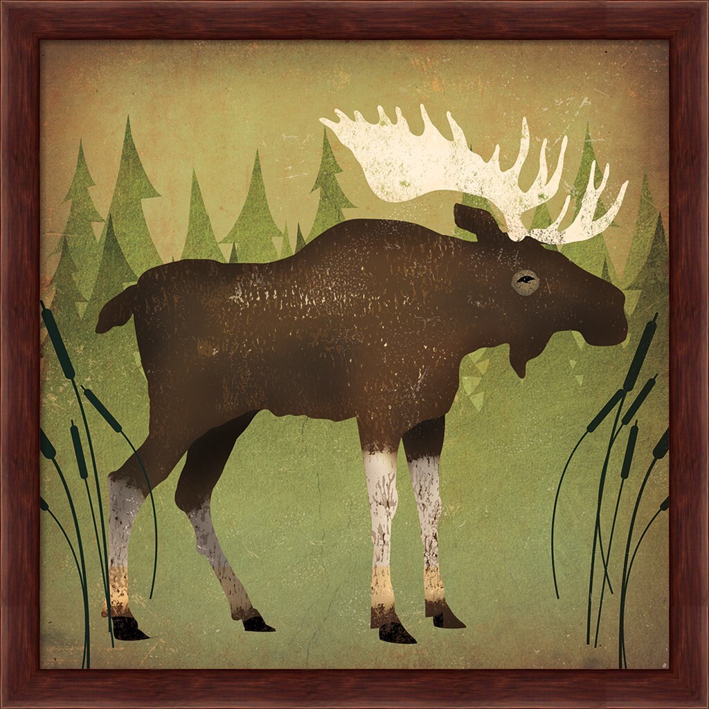 Take a Hike Moose no Words by Ryan Fowler 13&#x22; x 13&#x22; Framed Wall Art