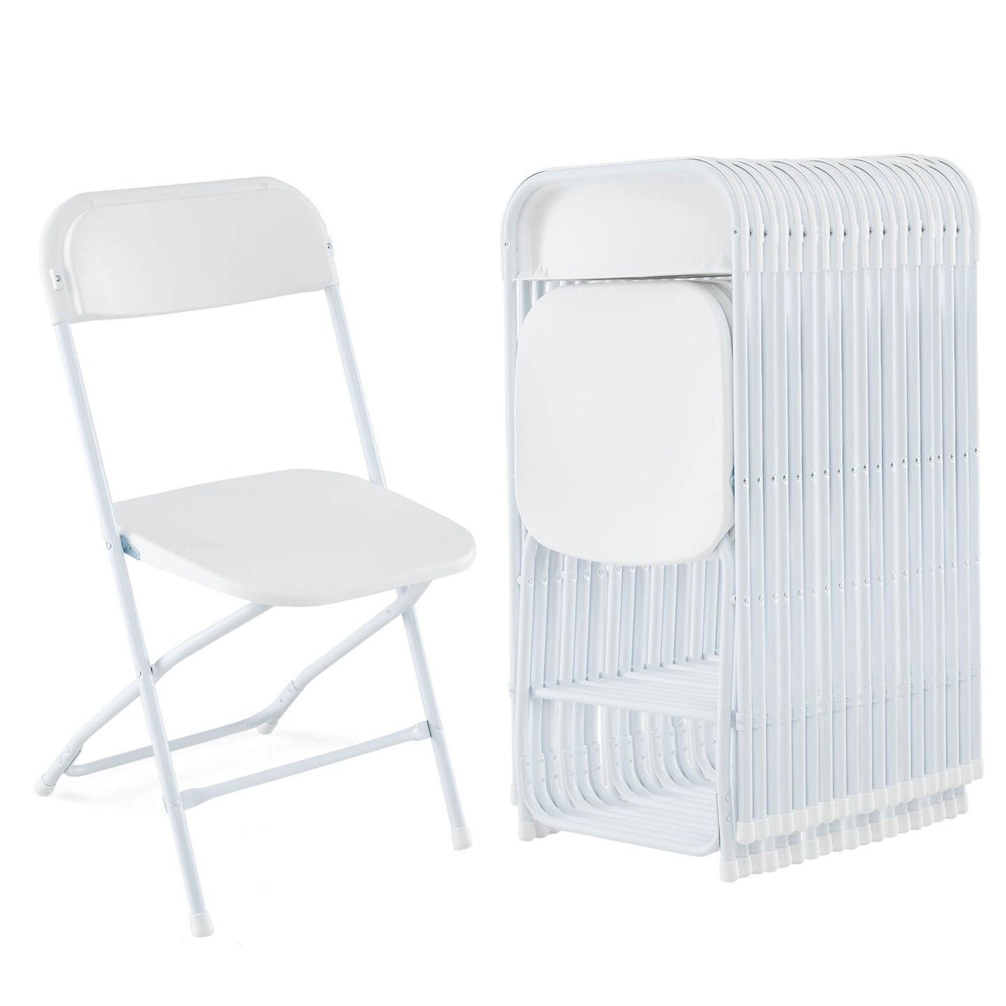 Costway 4/8/12/16/20 Pack Metal Folding Chairs with Plastic Seat & Back Heavy-Duty Metal Frame