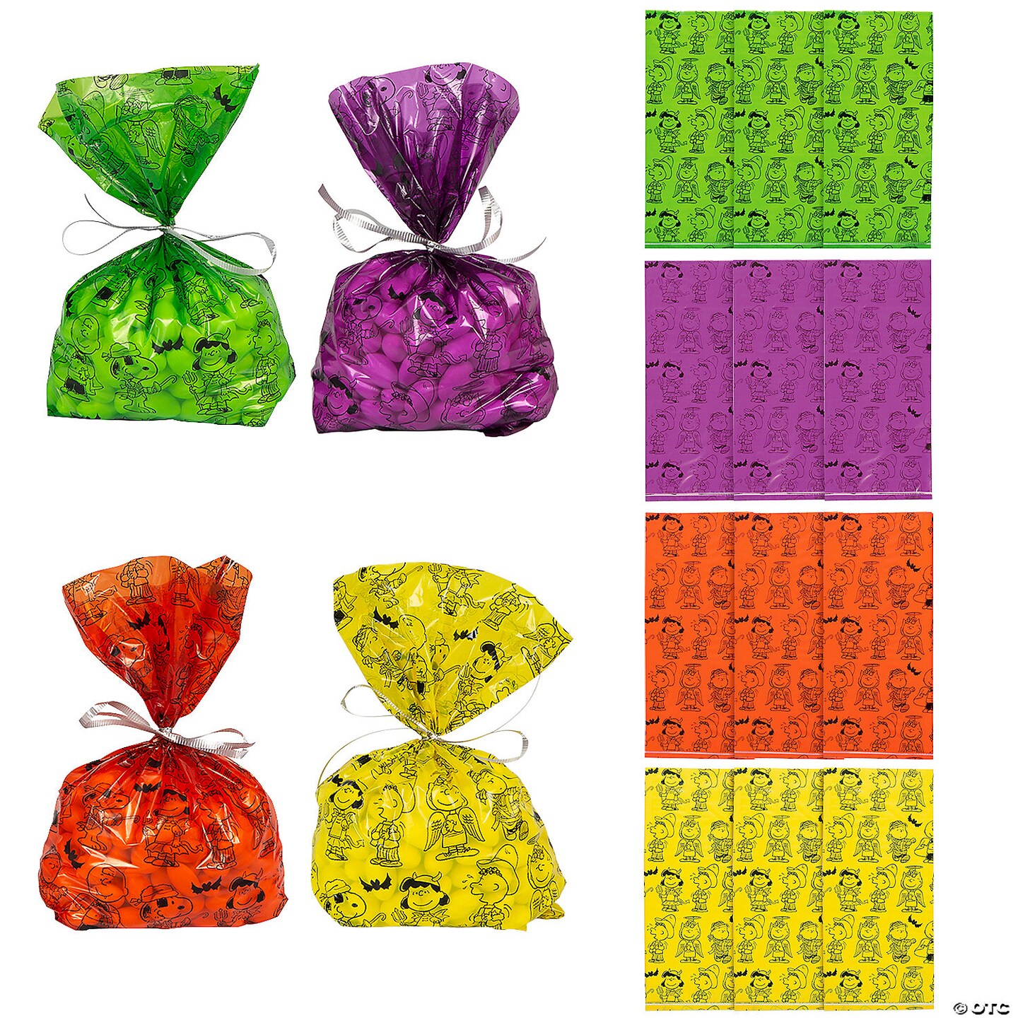 5&#x22; x 2 1/2&#x22; x 11 1/2&#x22; Small Peanuts&#xAE; Halloween Cellophane Treat Bags - 12 Pc.
