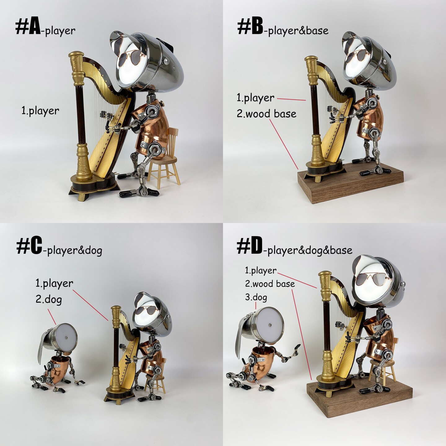 Harpist Playing the Harp Table Lamp,Harp-playing Figurine Lamp