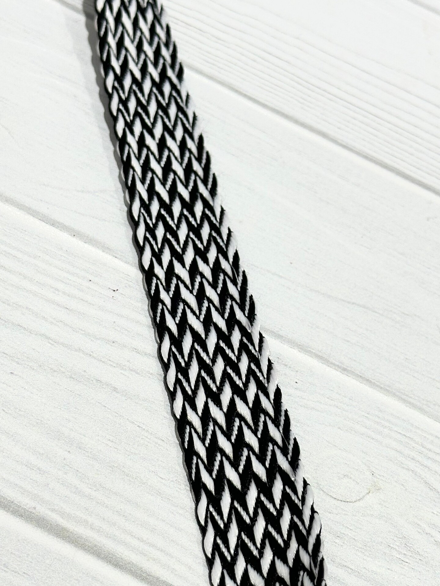 Black and White Herringbone 1&#x201D; Webbing