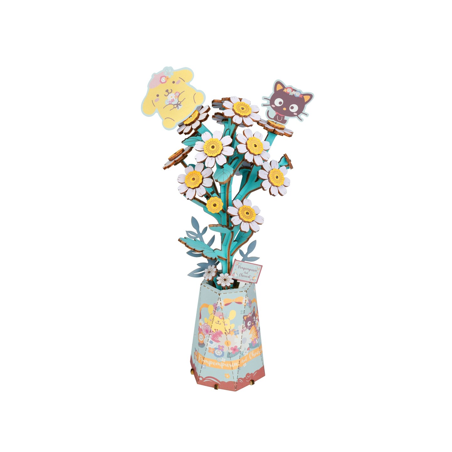 Hello Kitty® and Friends Pompompurin & Chococat Chamomile - 3D Wooden Flower Puzzle