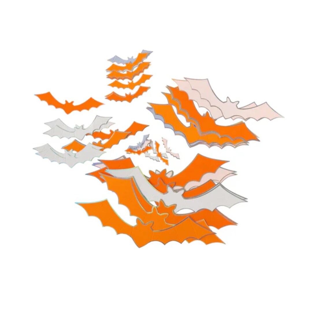 Whimsical Halloween Bag O&#x2019; Bats Paper D&#xE9;cor 50 Assorted Bats with Gold Foil Accents for Festive Decor