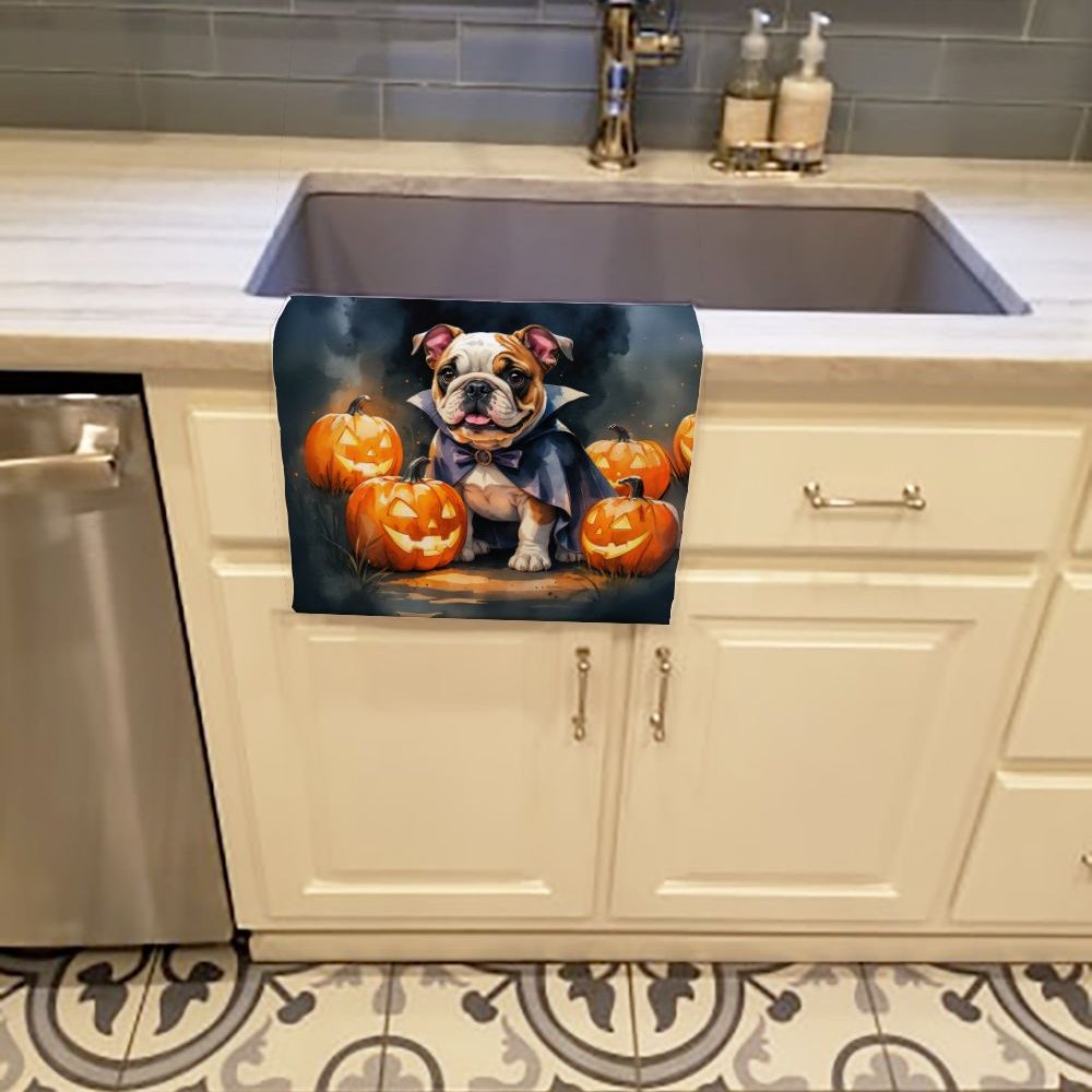 Edge Collections - 15" x 25" - Multicolor - English Bulldog Halloween Kitchen Towel - 1 Piece