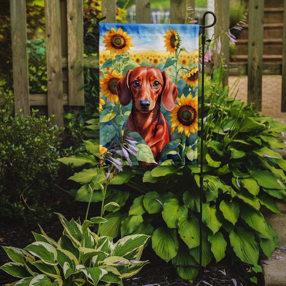 Edge Collections - 11 1/4" X 15 1/2" - Multicolor - Garden Dachshund In Sunflowers Garden Flag - 1 Piece