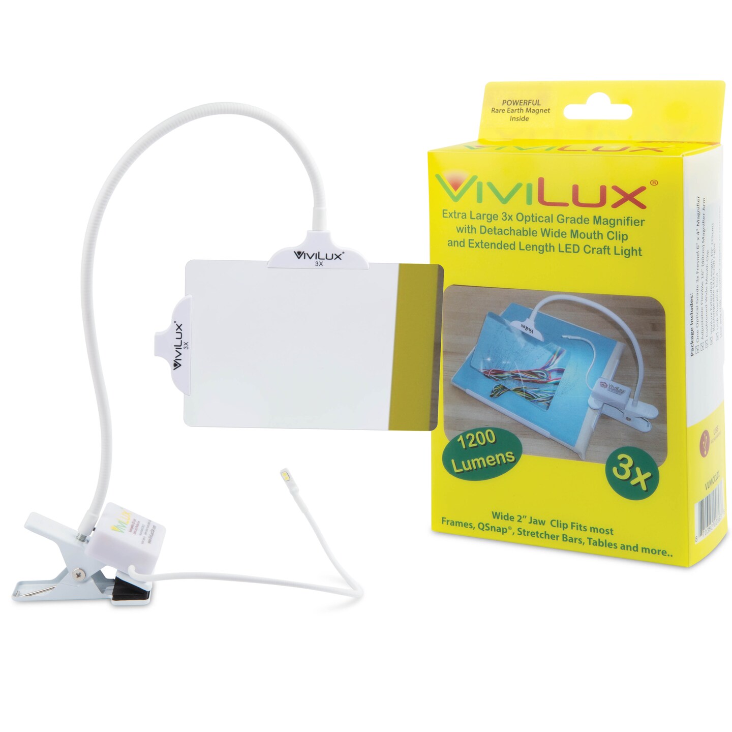 ViviLux Optical Grade 3X Magnifier with Light, 1200 Lumen