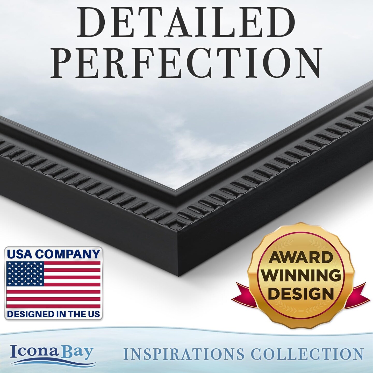 5x7 Picture Frames (Black, 12 Pack), Beautifully Detailed Molding, Contemporary Picture Frame Set, Wall Mount or Table Top, Inspirations Collection