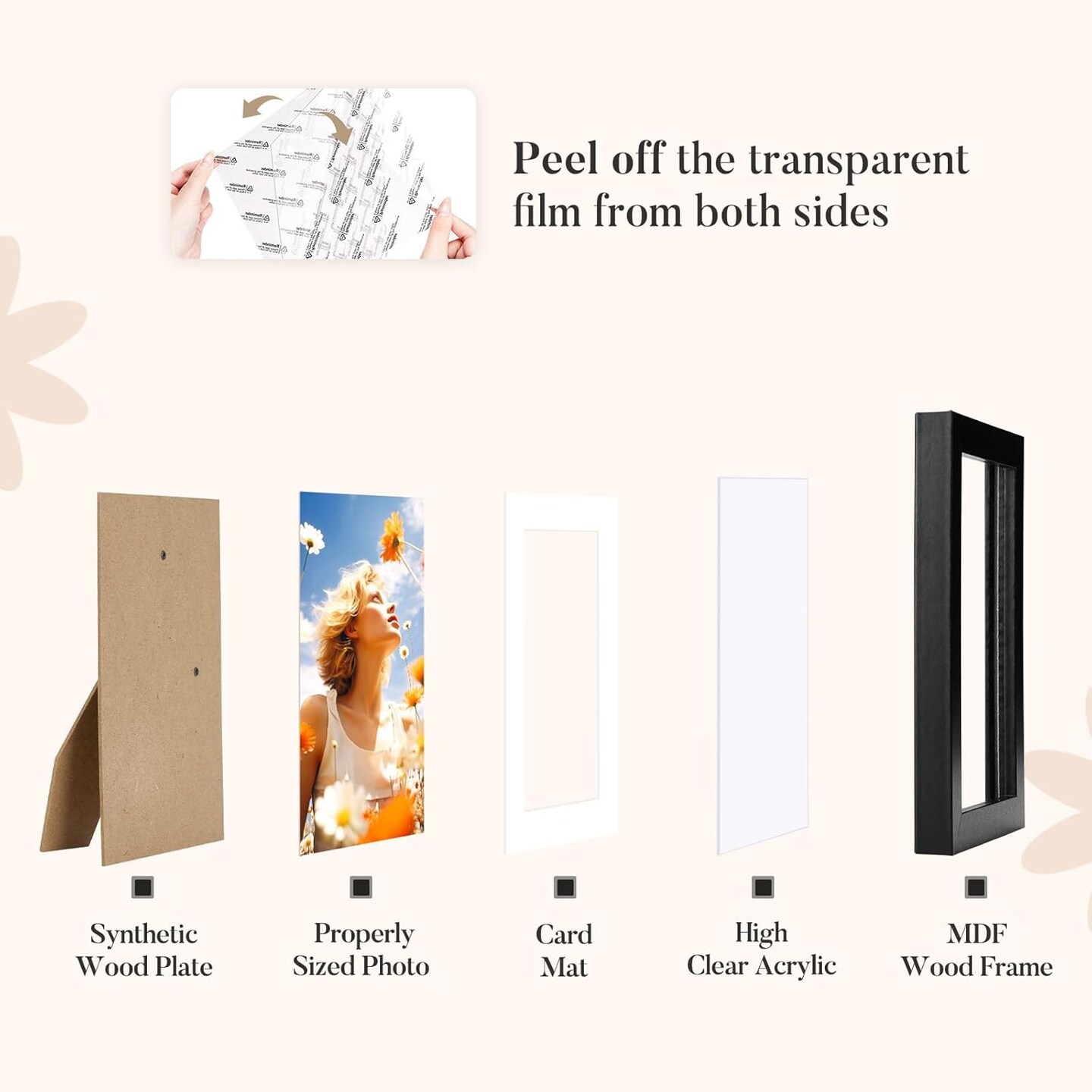 5x7 Picture Frame Set of 2,Display Pictures 4x6 with Mat or 5x7 Without Mat(Black)7"L x 5"W