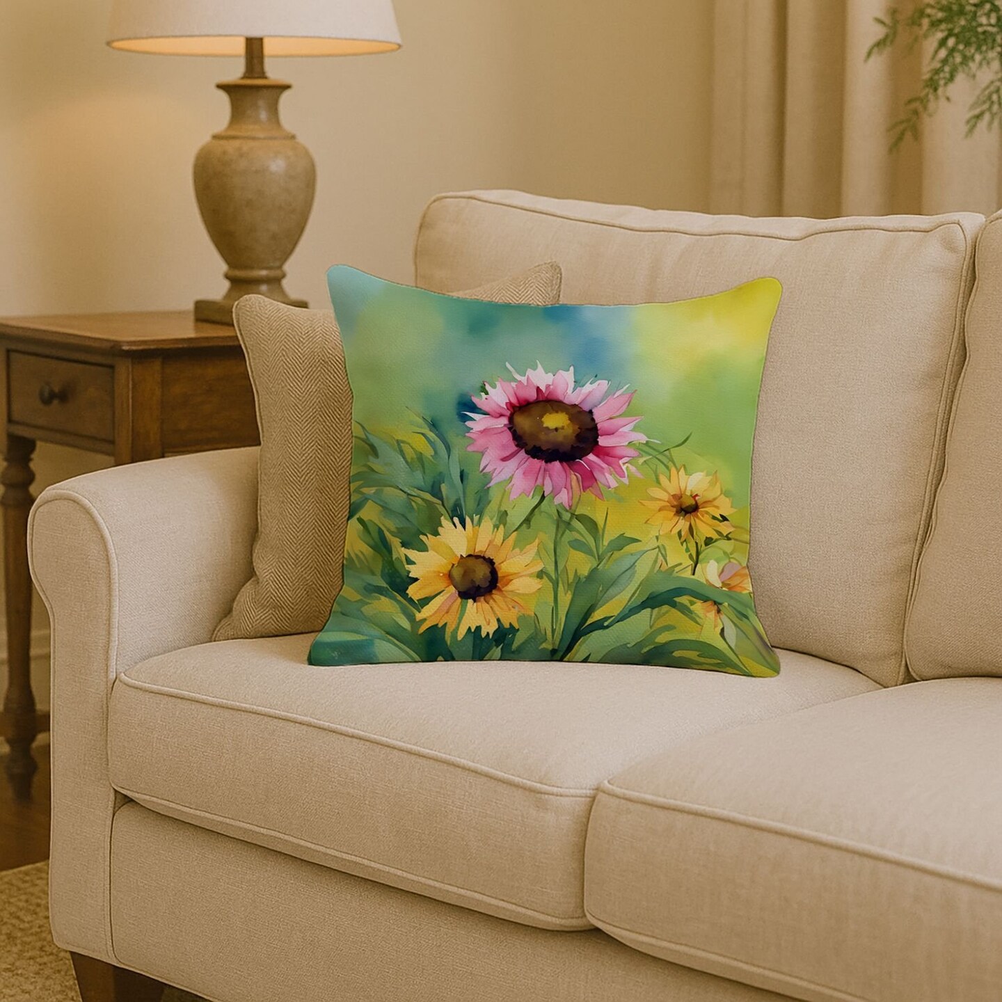 Edge Collections - 14" x 14" - Multicolor - Kentucky Goldenrod Decorative Throw Pillow , Machine Washable - 1 Piece