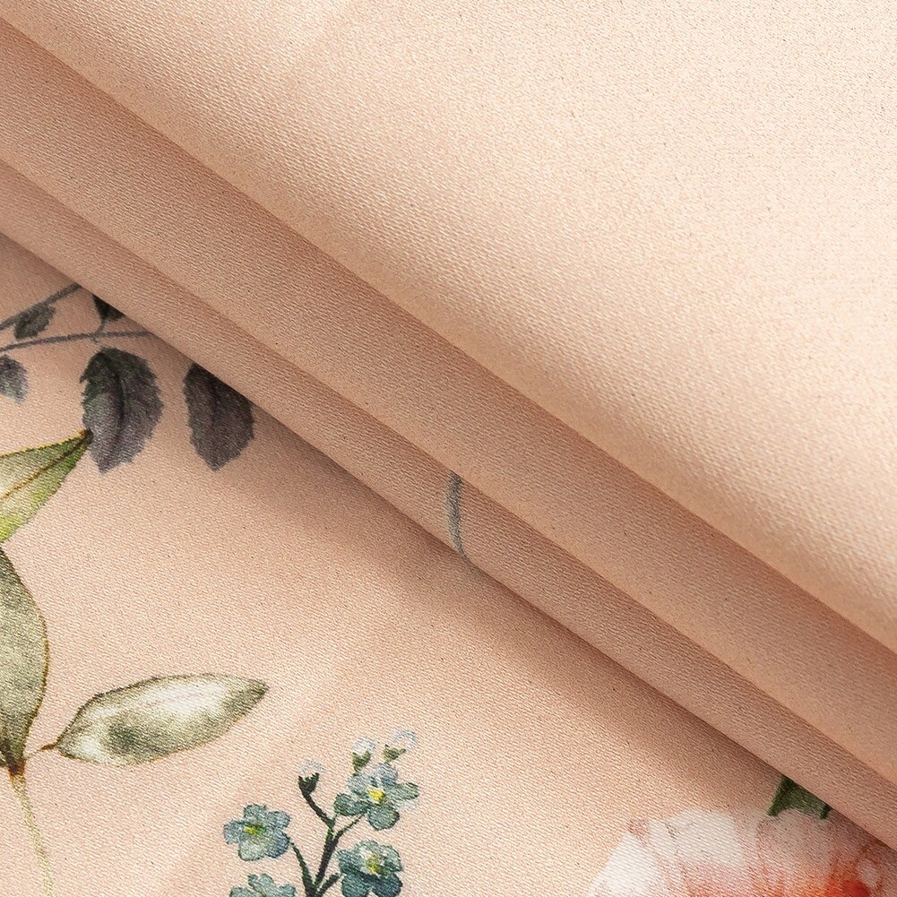 1 Yard Pink Floral Border La Marche des Fleurs Print Stretch Cotton Sateen