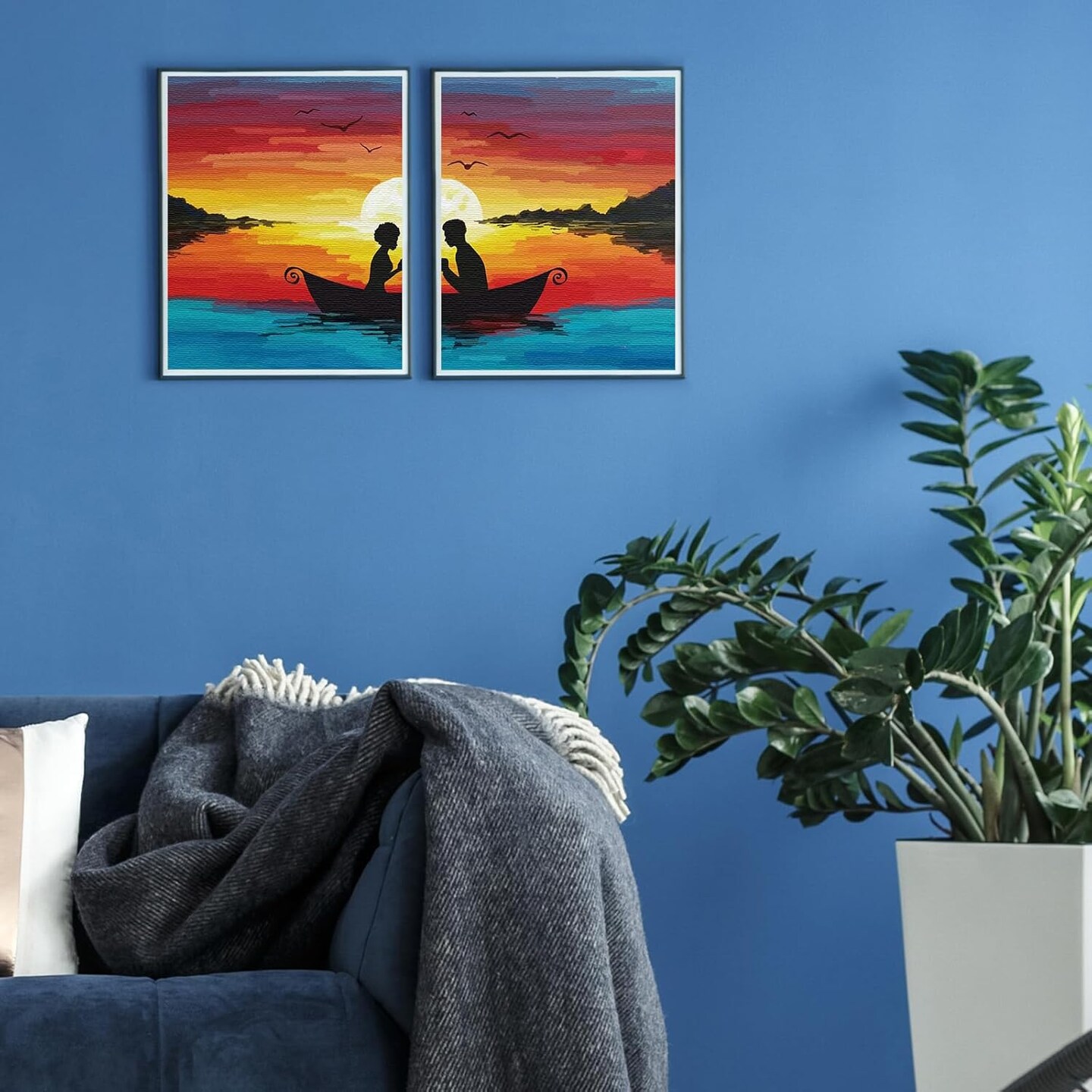 2 Pack Pre Drawn Canvas for Painting for Adults Kids Pre-Stretched Canvas Outline(multi color)10 x 8 x 0.99