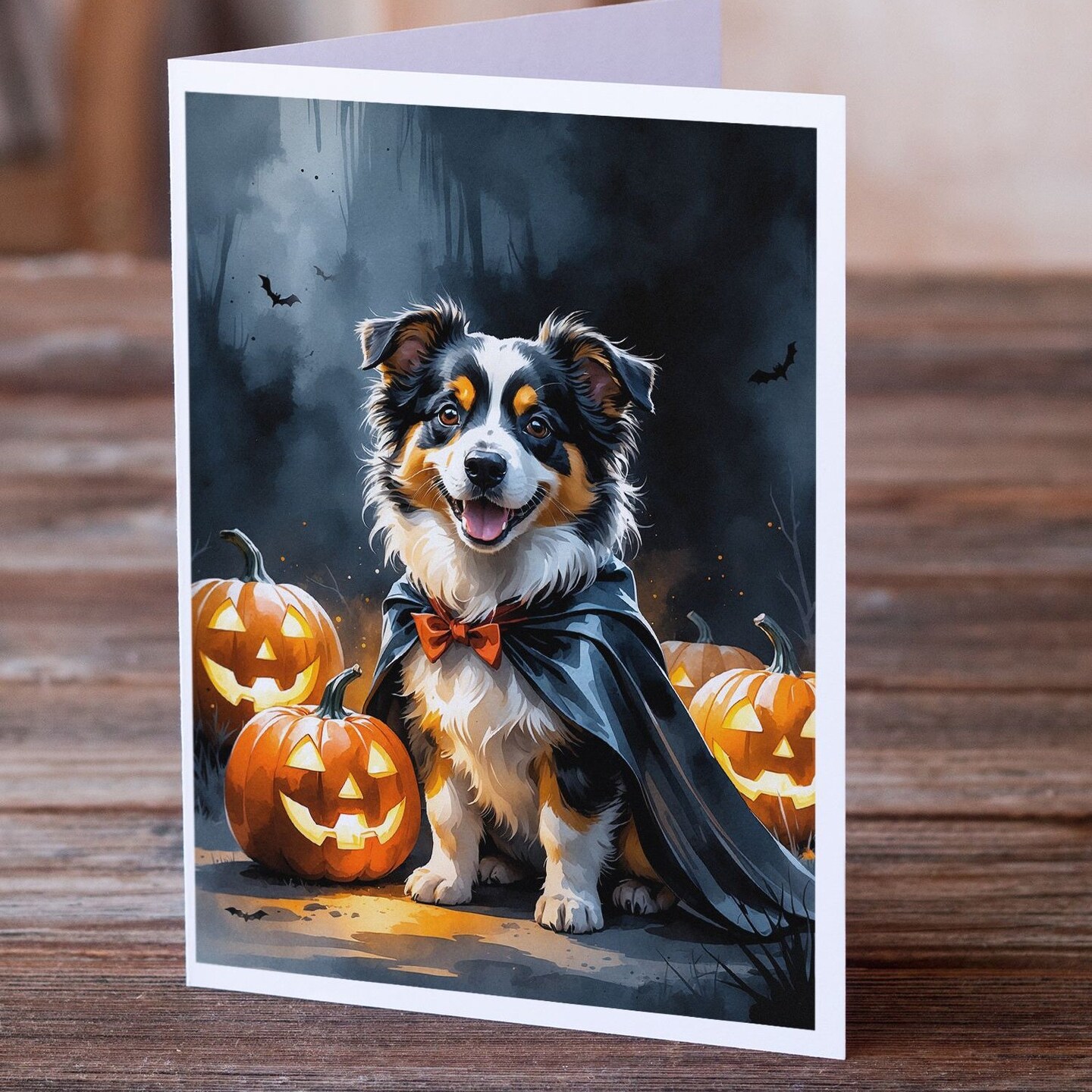 Edge Collections - 5" x 7" - Multicolor - Sheltie Puppy Halloween Greeting Cards - 8 Pieces